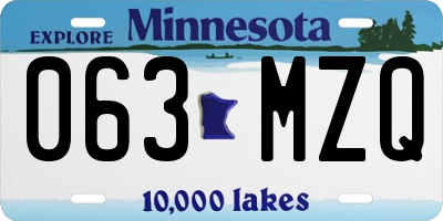 MN license plate 063MZQ
