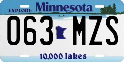 MN license plate 063MZS