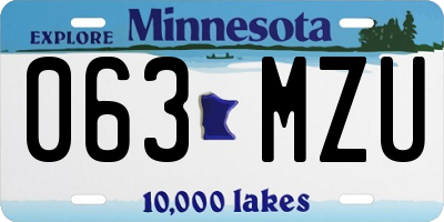 MN license plate 063MZU