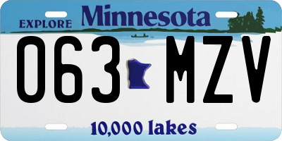 MN license plate 063MZV