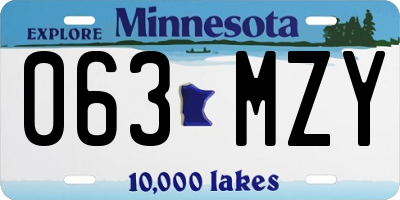 MN license plate 063MZY