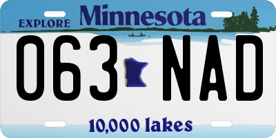 MN license plate 063NAD