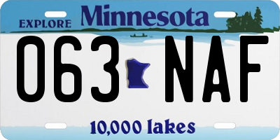 MN license plate 063NAF