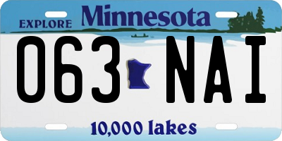MN license plate 063NAI
