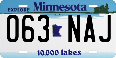 MN license plate 063NAJ