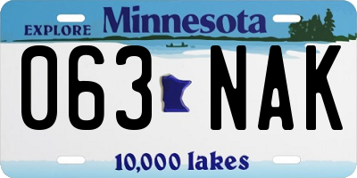 MN license plate 063NAK