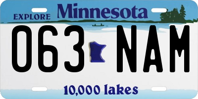 MN license plate 063NAM