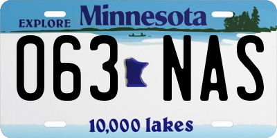 MN license plate 063NAS
