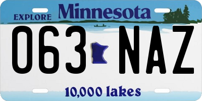 MN license plate 063NAZ