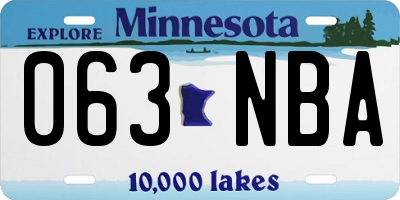MN license plate 063NBA
