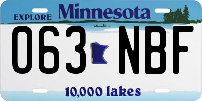 MN license plate 063NBF