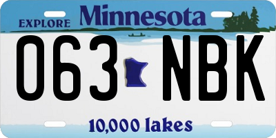 MN license plate 063NBK