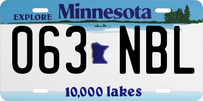 MN license plate 063NBL