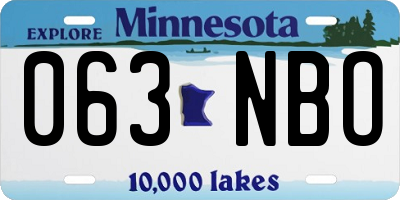 MN license plate 063NBO