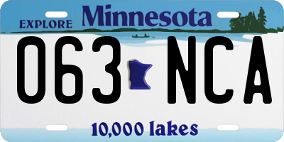 MN license plate 063NCA