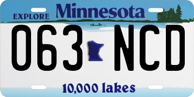 MN license plate 063NCD