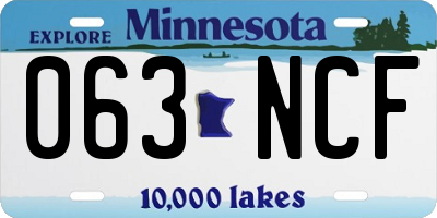 MN license plate 063NCF