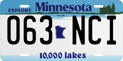 MN license plate 063NCI
