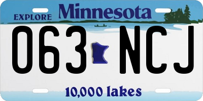 MN license plate 063NCJ