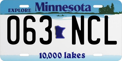 MN license plate 063NCL