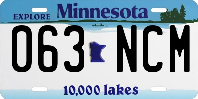 MN license plate 063NCM