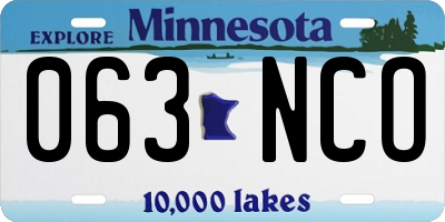 MN license plate 063NCO