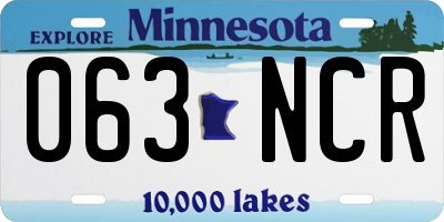 MN license plate 063NCR