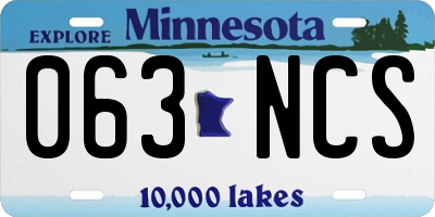 MN license plate 063NCS