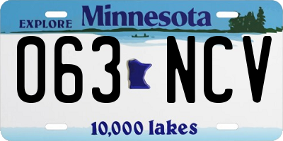 MN license plate 063NCV
