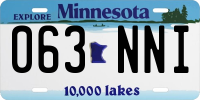 MN license plate 063NNI