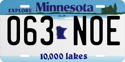 MN license plate 063NOE