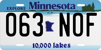 MN license plate 063NOF