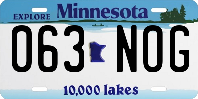 MN license plate 063NOG