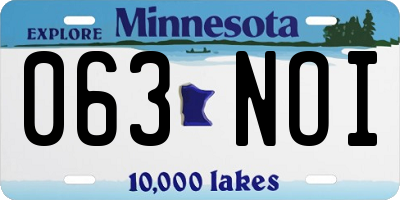 MN license plate 063NOI