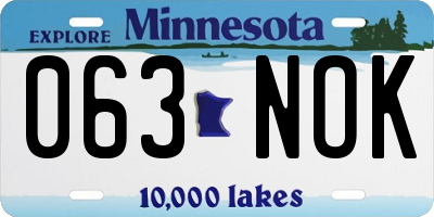 MN license plate 063NOK