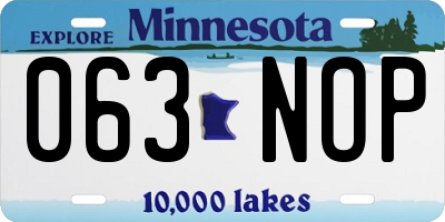 MN license plate 063NOP
