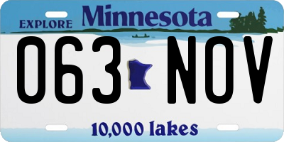 MN license plate 063NOV