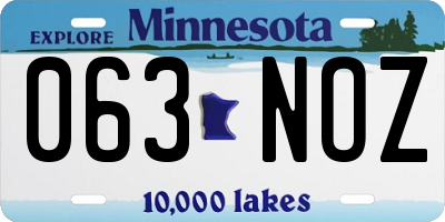 MN license plate 063NOZ