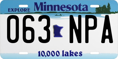 MN license plate 063NPA
