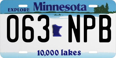 MN license plate 063NPB
