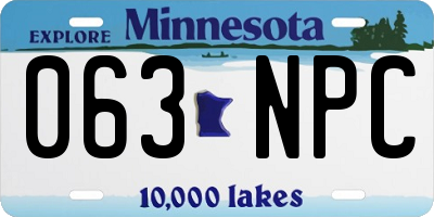 MN license plate 063NPC