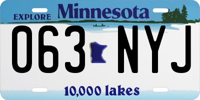 MN license plate 063NYJ