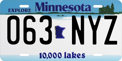MN license plate 063NYZ