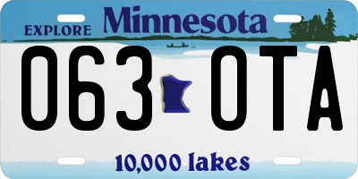 MN license plate 063OTA