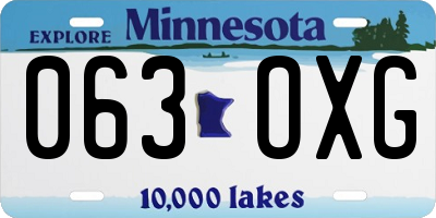 MN license plate 063OXG
