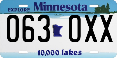 MN license plate 063OXX