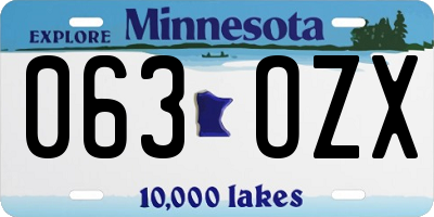 MN license plate 063OZX
