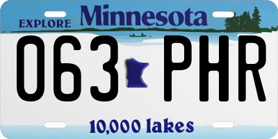 MN license plate 063PHR