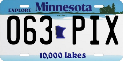 MN license plate 063PIX