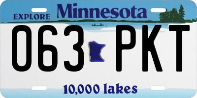MN license plate 063PKT